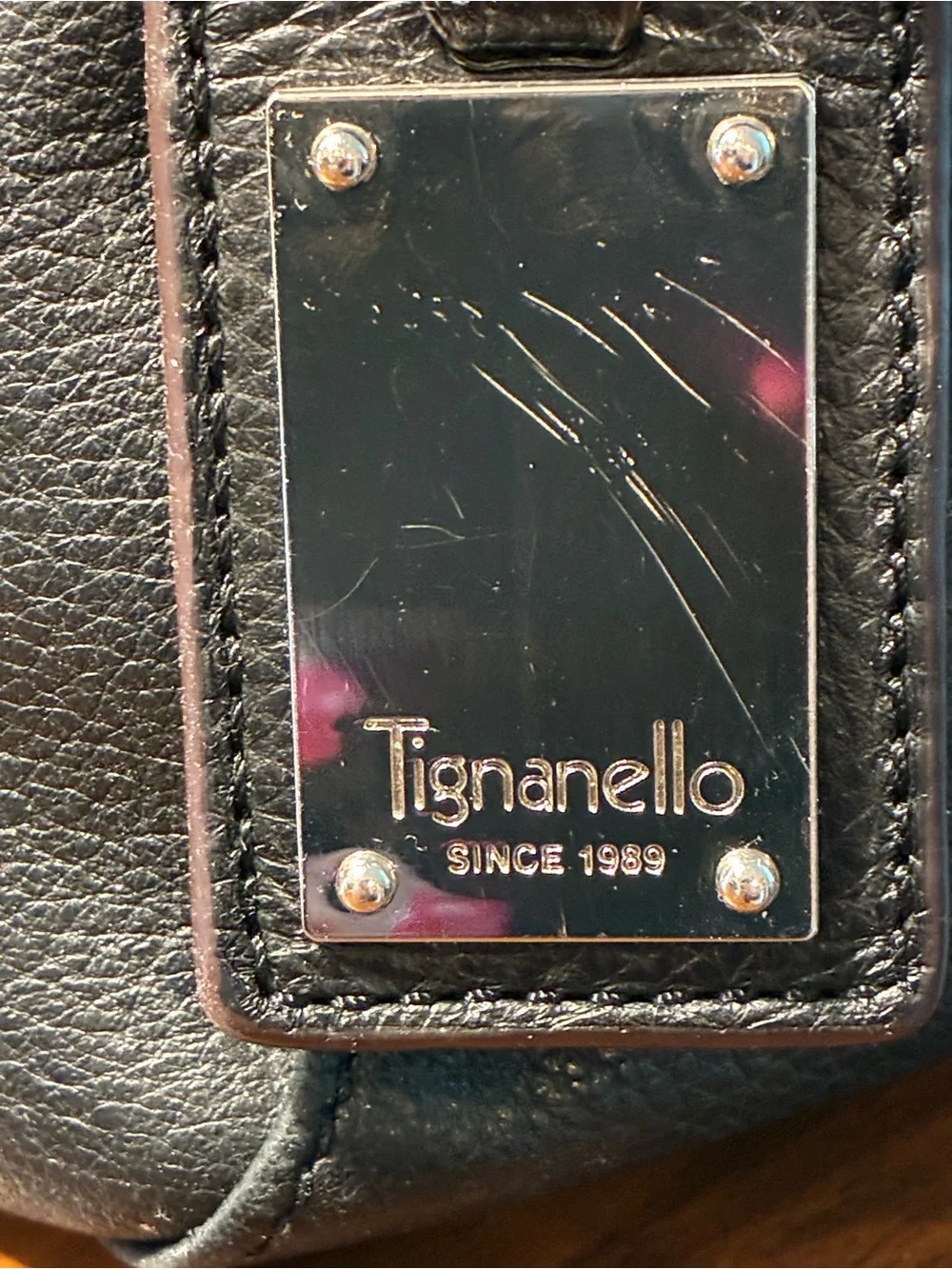 Tignanello Black Leather Tote Handbag - Women's
